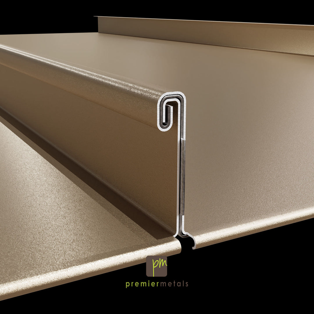 Mechanically locked Steel panel - 16” width - Premium Colours