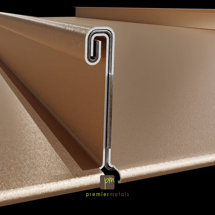 Mechanically locked Steel panel - 20” width - Standard Colours