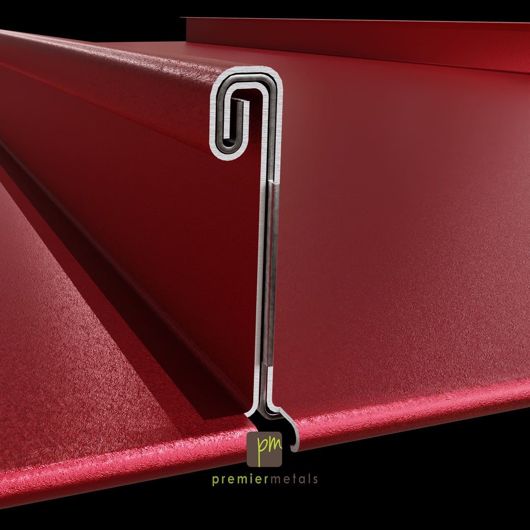 Mechanically locked Steel panel - 12” width - Standard Colours