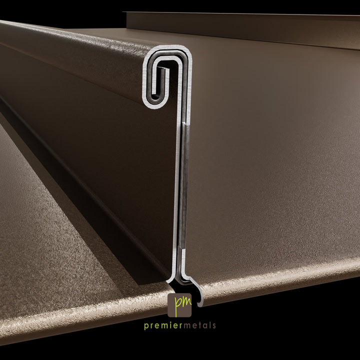 Mechanically locked Steel panel - 20” width - Premium Colours