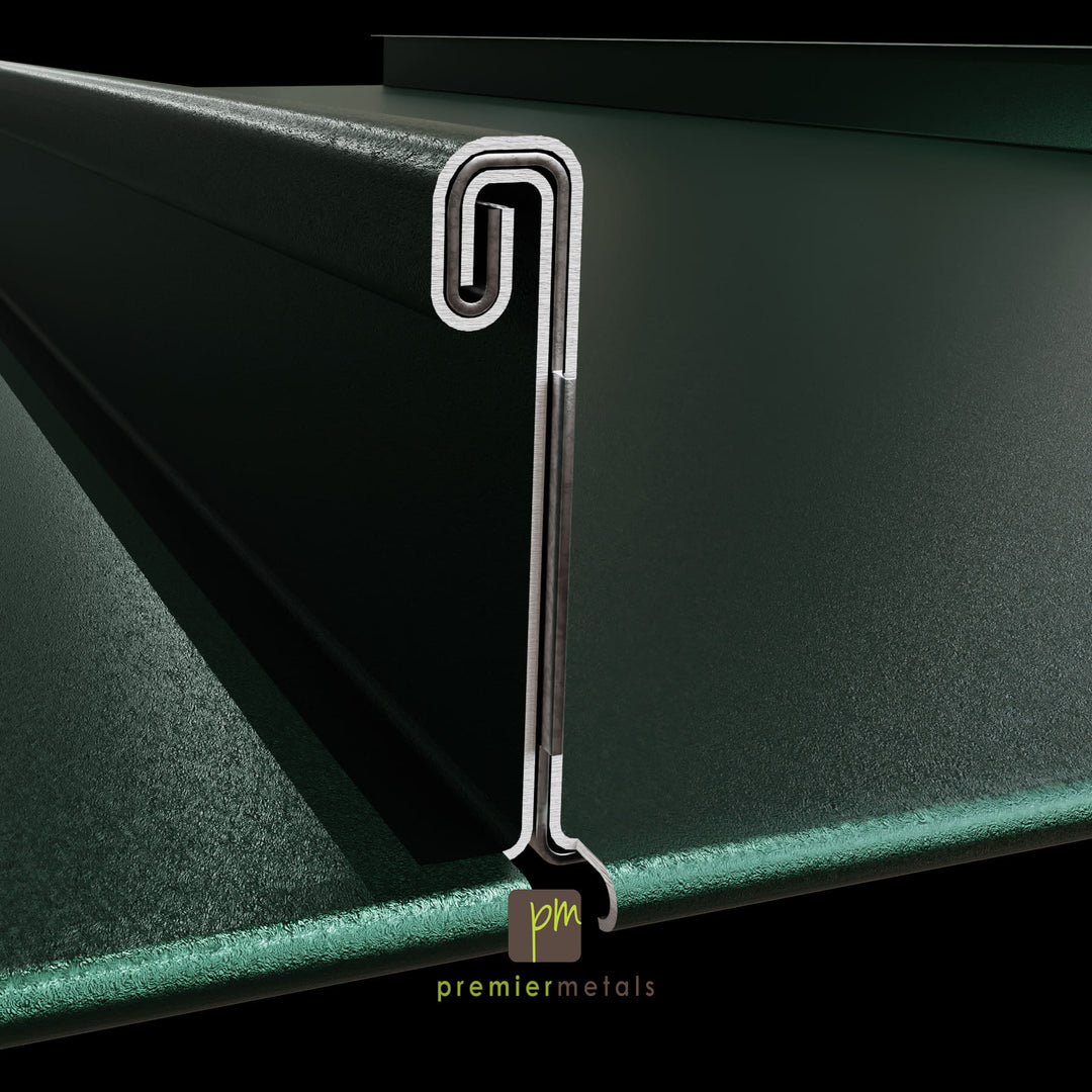 Mechanically locked Steel panel - 12” width - Premium Colours